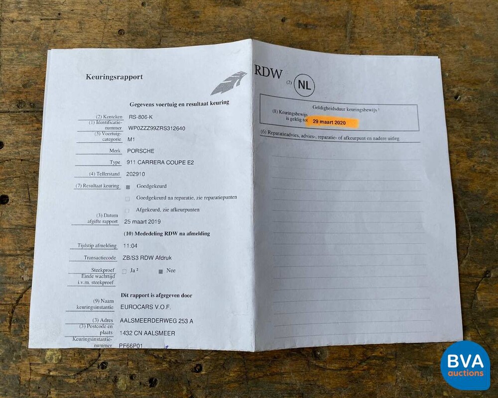 Porsche 911 Carrera 2 993 272pk 1994, RS-806-K