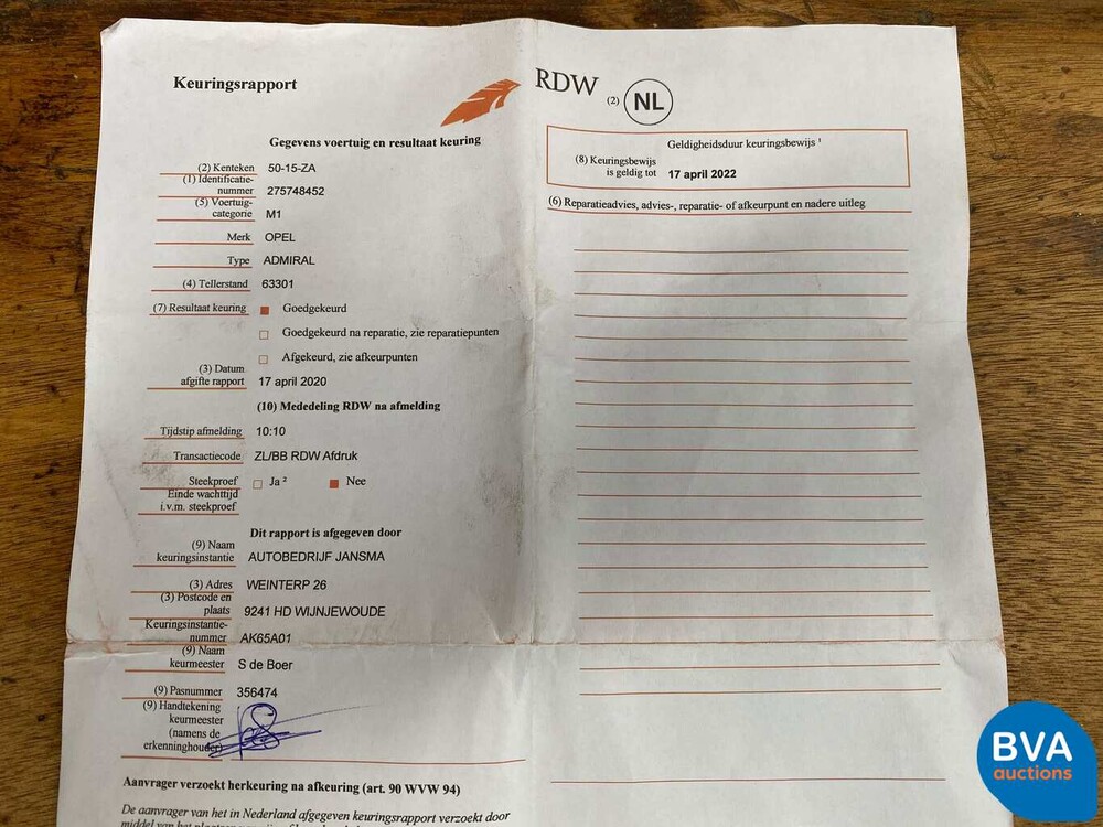 Opel Admiral 2.8 H 1973, 50-15-ZA