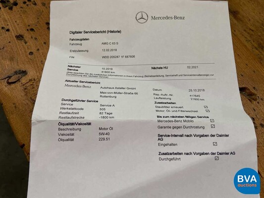 Mercedes-Benz C63s AMG Estate 63 AMG S V8 BiTurbo 510 PK 2018 C-Klasse, G-210-NH