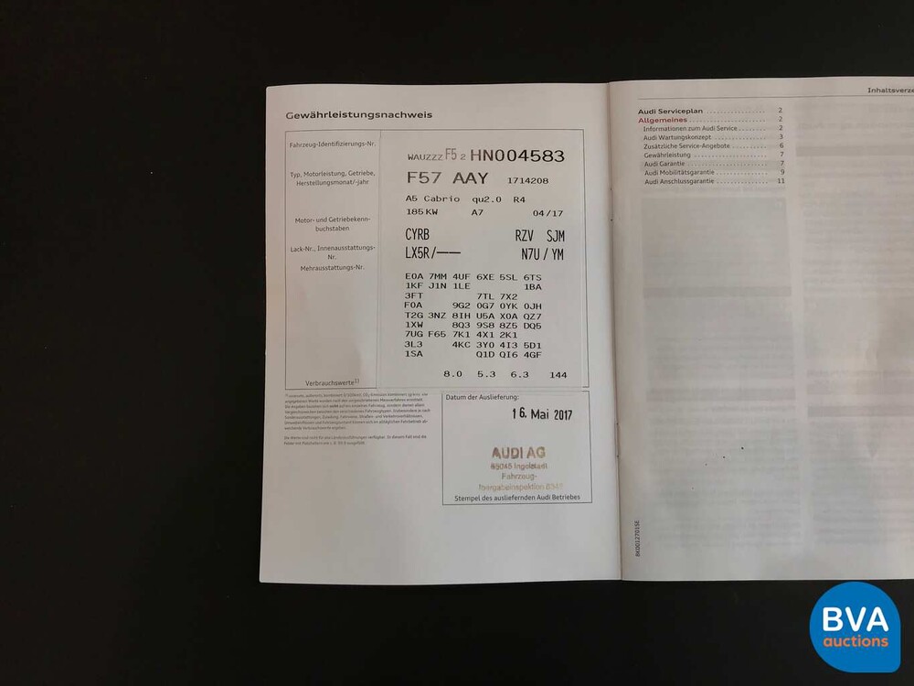 Audi A5 Cabriolet 2.0 TFSI Quattro 252 PS 2017, TH-198-Z.
