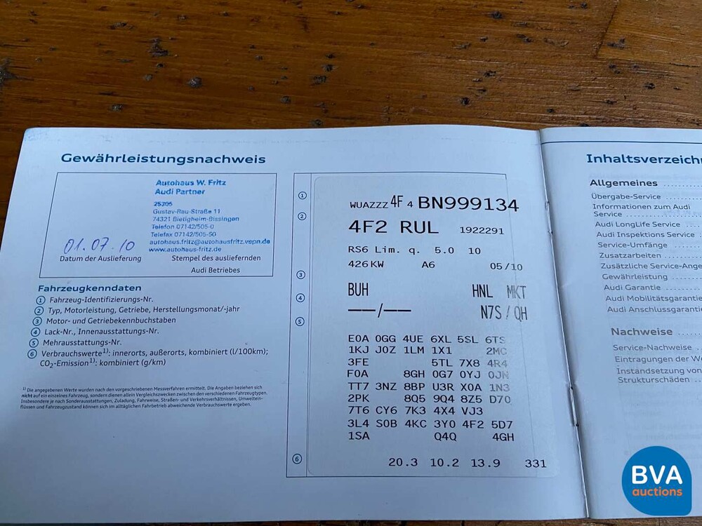 Audi RS6 5.0 TFSI Limousine 580pk -1 of 500- 2010, RX-462-X