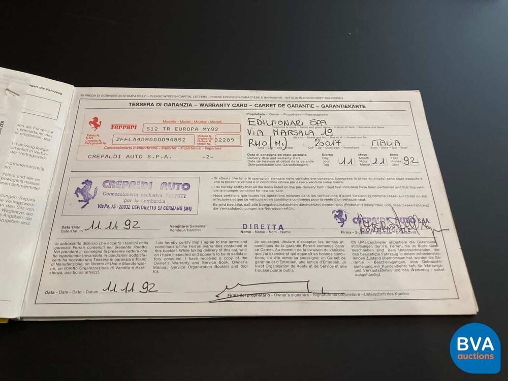 Ferrari 512TR Testarossa 4.9 V12 428pk 1992