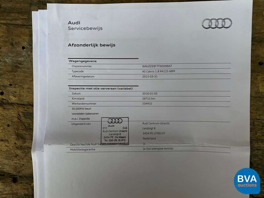 Audi A5 Cabriolet S-Line 1.8 TFSI Sport Ed. 170pk Facelift 2015, 8-ZTS-74