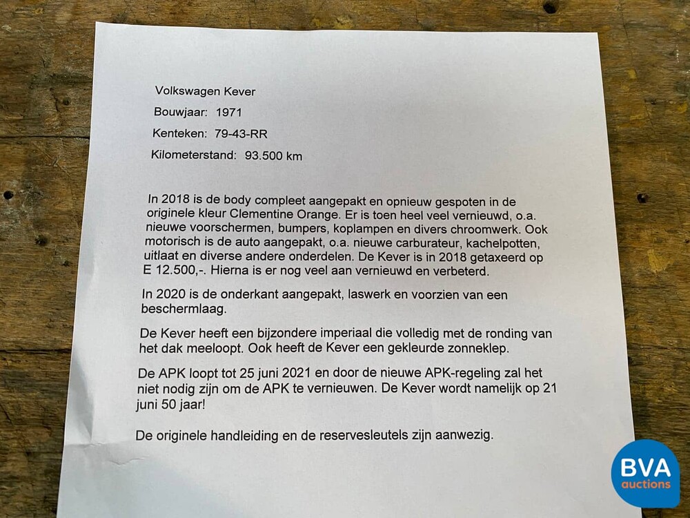 Volkswagen Beetle 1200 Beetle 1971, 79-43-RR.