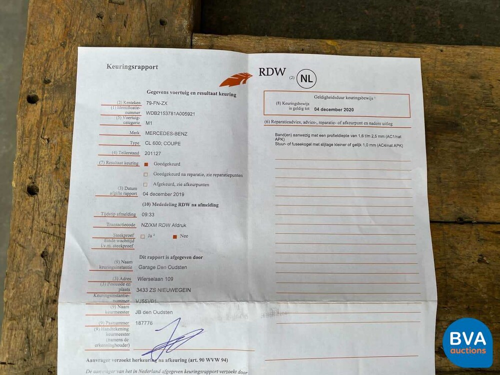 Mercedes-Benz CL600 V12 367 PS -Org. NL-CL-Klasse 2000, 79-FN-ZX.