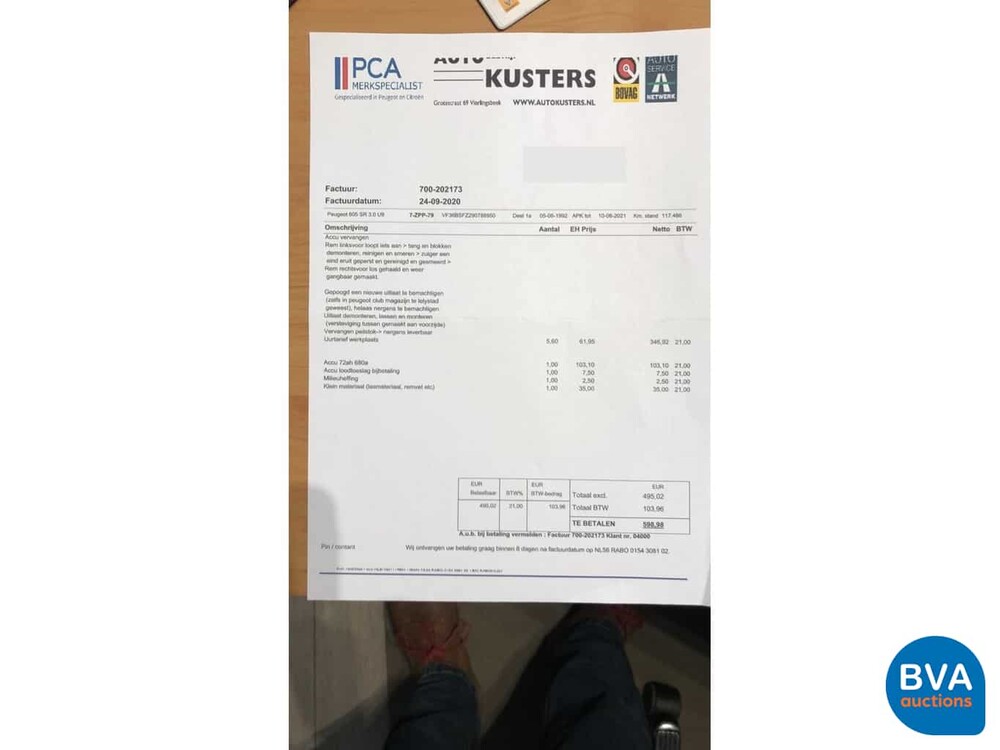 Peugeot 605 SR 3.0 V6 1992, 7-ZPP-79