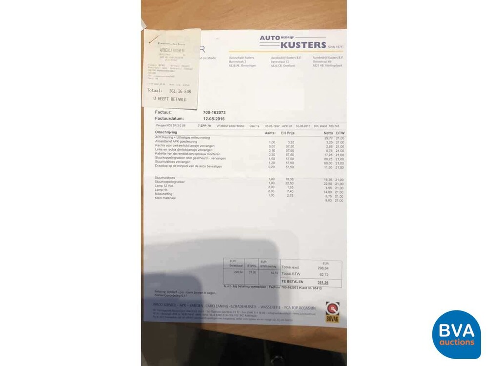 Peugeot 605 SR 3.0 V6 1992, 7-ZPP-79.