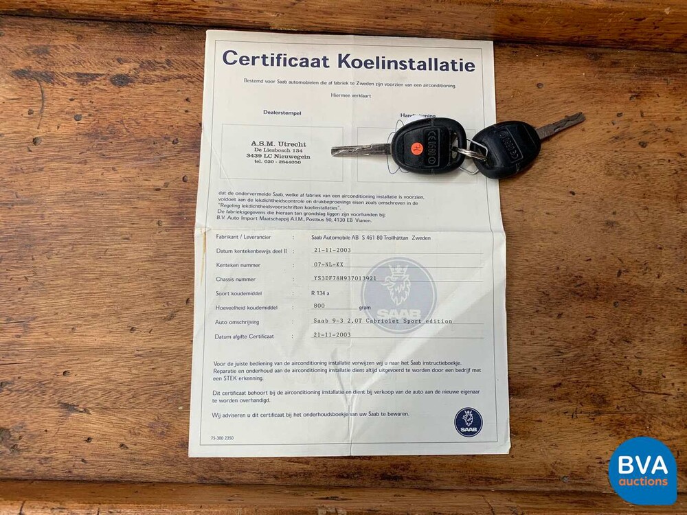 Saab 9-3 Cabriolet 2.0 Turbo Sport Edition Org. NL 2003, 07-NL-KX.