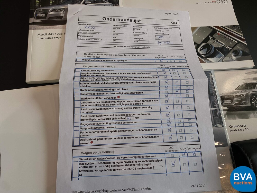 Audi A8 Lang 3.0 TDI Quattro  Pro Line+ 258pk 2015 -Org. NL-, 8-ZKK-94