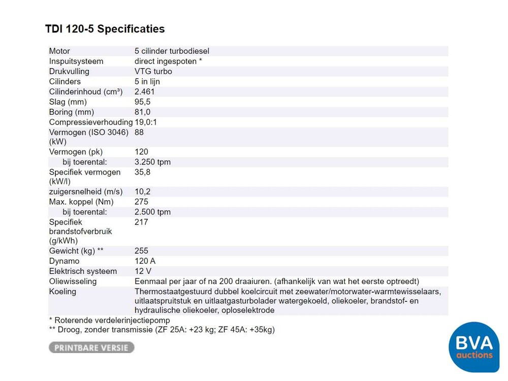 Volkswagen Mercury Marine TDI 120-5 BCU 2.5 TDI Scheepsmotor Bootmotor