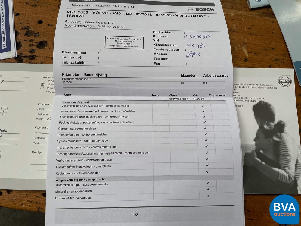 Volvo V40 1.6 D2 Kinetic 114pk 2013 -Original NL-, 1-SNX-70.