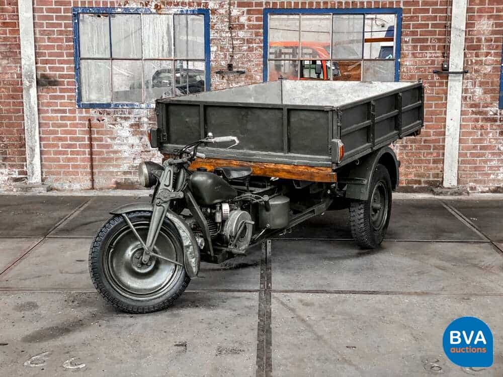 Moto Guzzi Ercole 500cc Hydraulischer Kipper Grün 1961.
