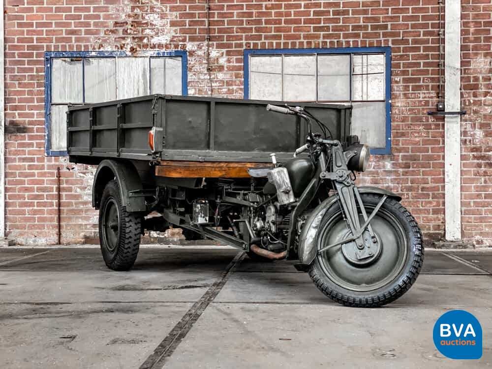 Moto Guzzi Ercole 500cc Hydraulischer Kipper Grün 1961.