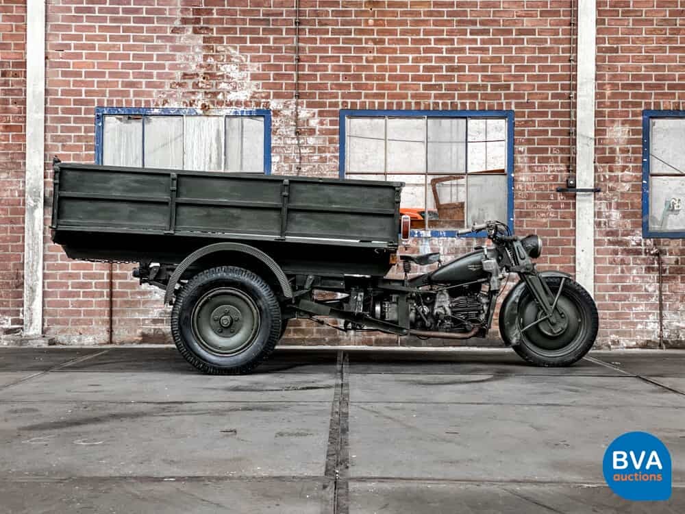 Moto Guzzi Ercole 500cc Hydraulischer Kipper Grün 1961.