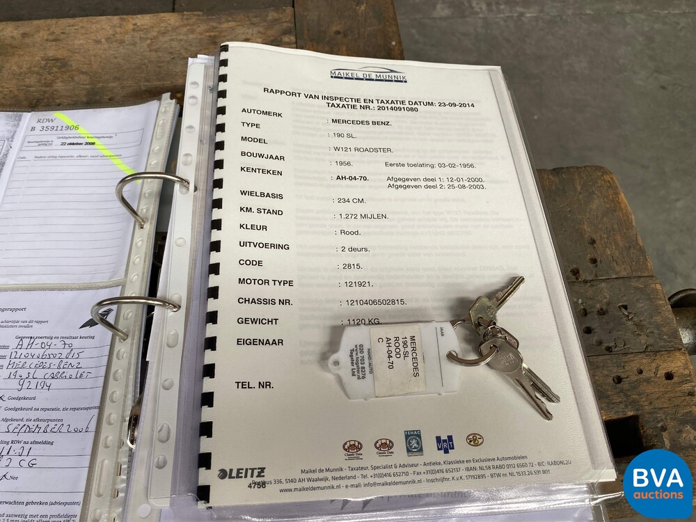Mercedes-Benz 190SL Cabriolet W121 Roadster 143pk 1956 SL-Klasse, AH-04-70.