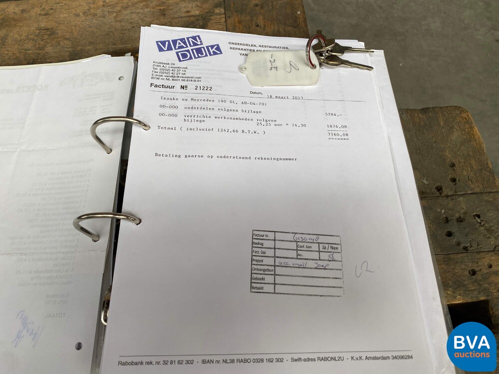 Mercedes-Benz 190SL Cabriolet W121 Roadster 143pk 1956 SL-Klasse, AH-04-70.