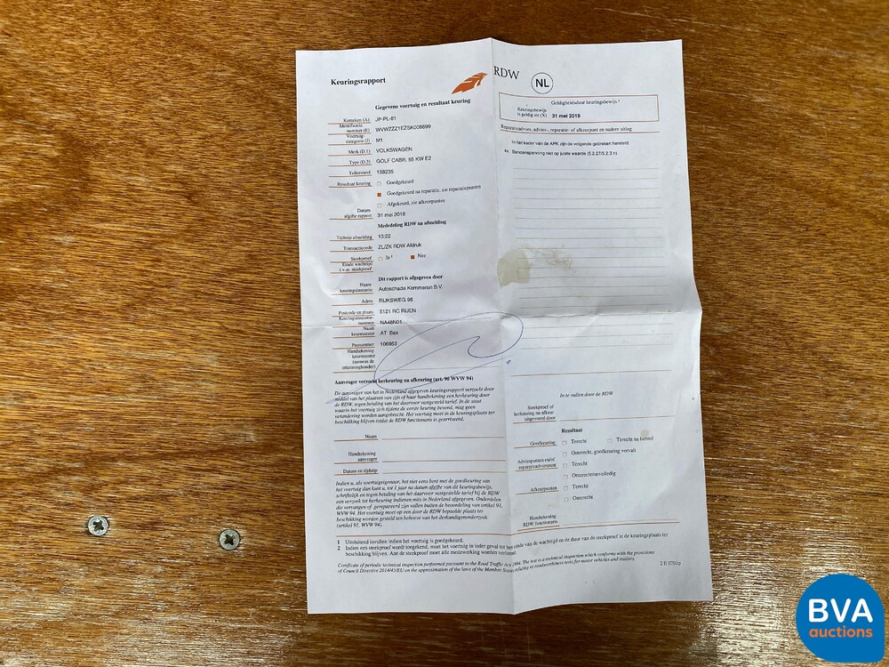 Volkswagen Golf1.8 Cabrio 75PS E2 -Org. NL-, J-PPL-61.