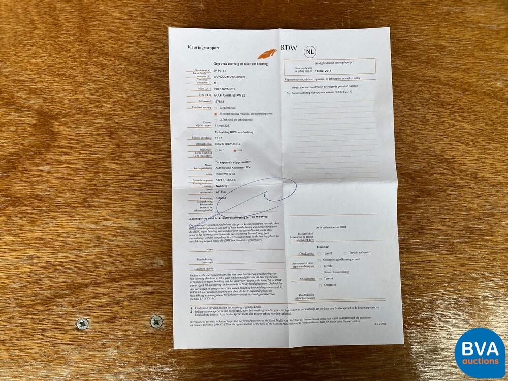 Volkswagen Golf1.8 Cabrio 75PS E2 -Org. NL-, J-PPL-61.