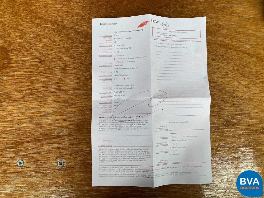 Volkswagen Golf 1.8 Convertible 75hp E2 -Org. NL-, J-PPL-61.