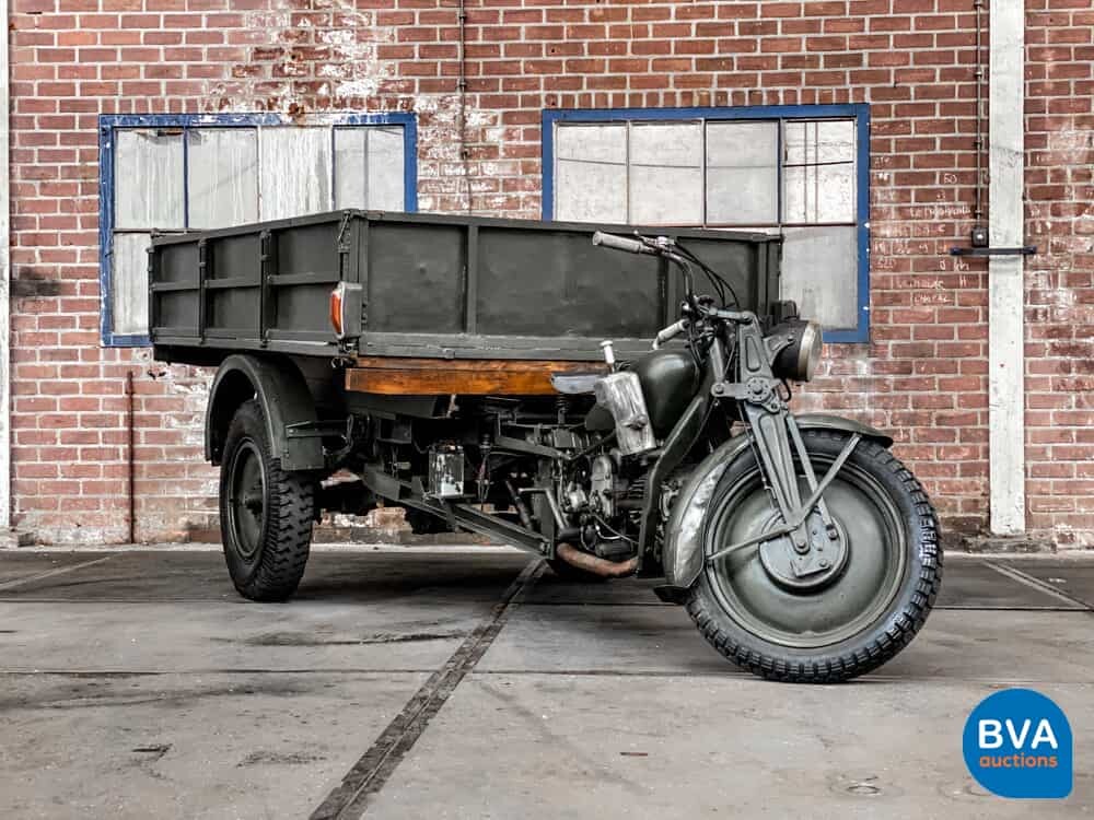 Moto Guzzi Ercole 500cc Hydraulischer Kipper Grün 1961.