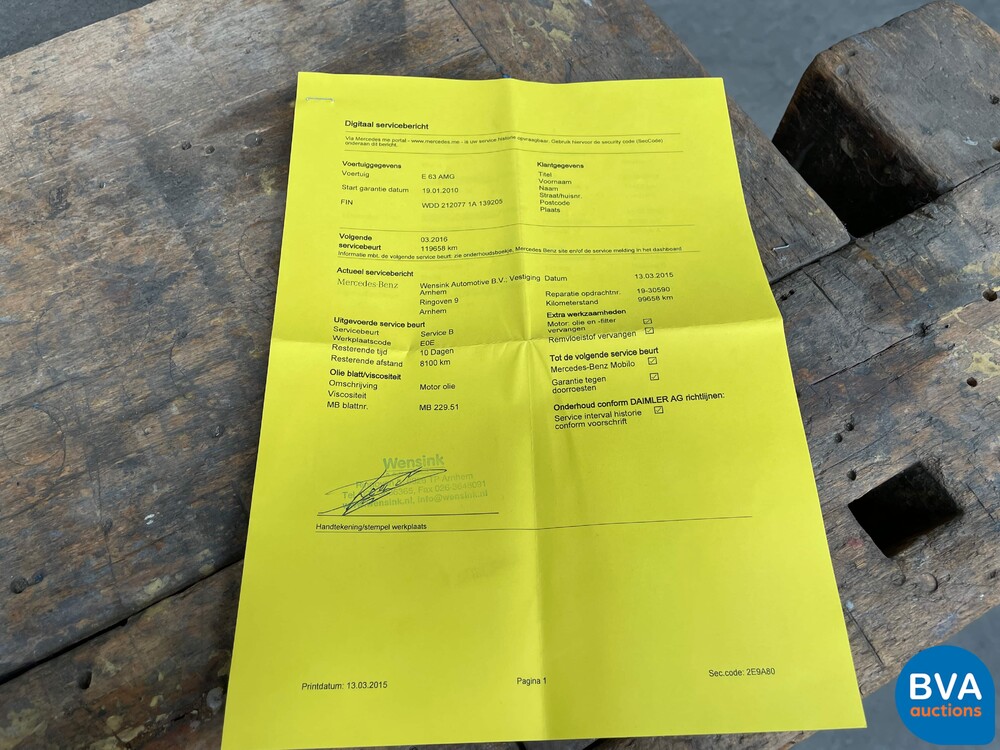 Mercedes-Benz E63 AMG 525pk Limousine E-klasse 2010, -Org NL- 00-KRJ-1