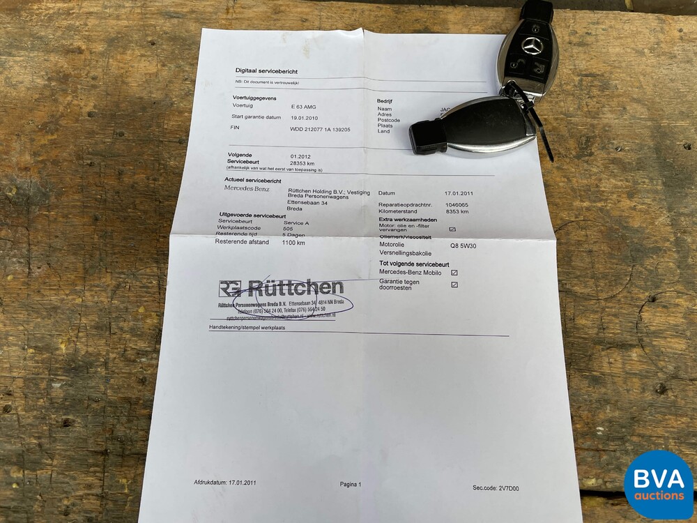 Mercedes-Benz E63 AMG 525pk Limousine E-klasse 2010, -Org NL- 00-KRJ-1