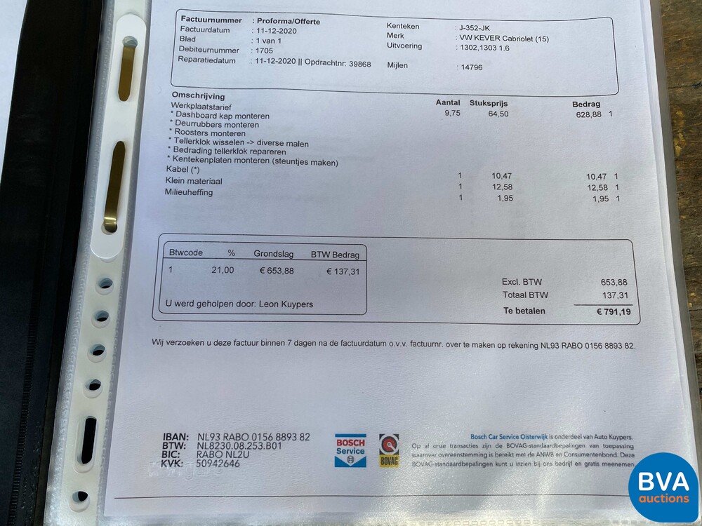 Volkswagen Käfer Cabrio 1.6 Einspritzkäfer 1978, J-352-JK.