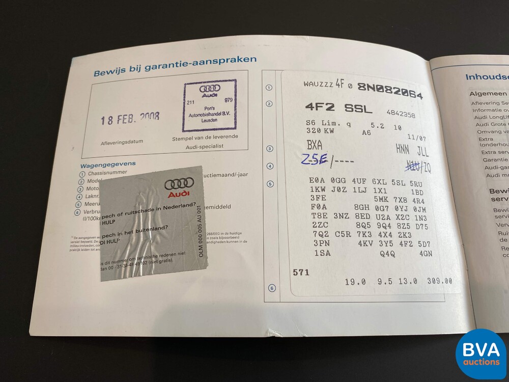 Audi S6 V10 5.2 FSI Sedan Pro Line 435pk 2008 CARBON, -Org NL-, 72-ZH-FN