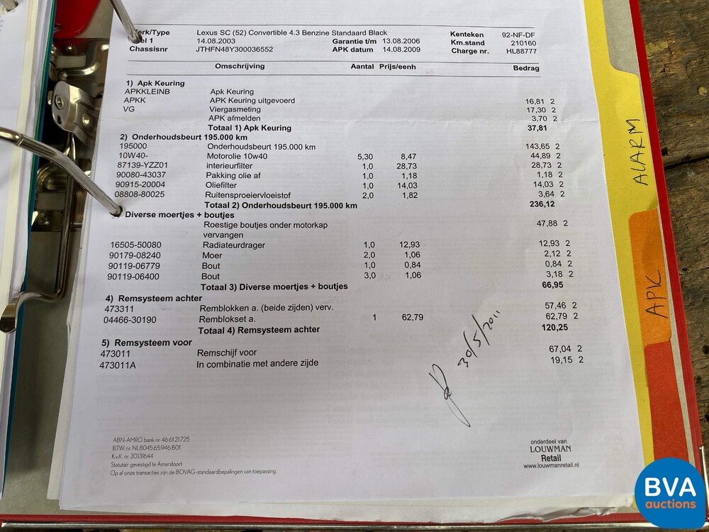 Lexus SC430 V8 286 PS Cabriolet 2003, -Org NL- 92-NF-DF.