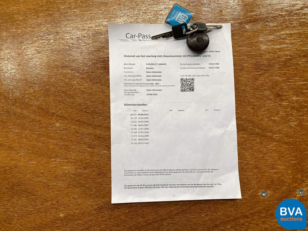 Chevrolet Camaro Z28 LS1 5.7L V8 288 PS 1998.