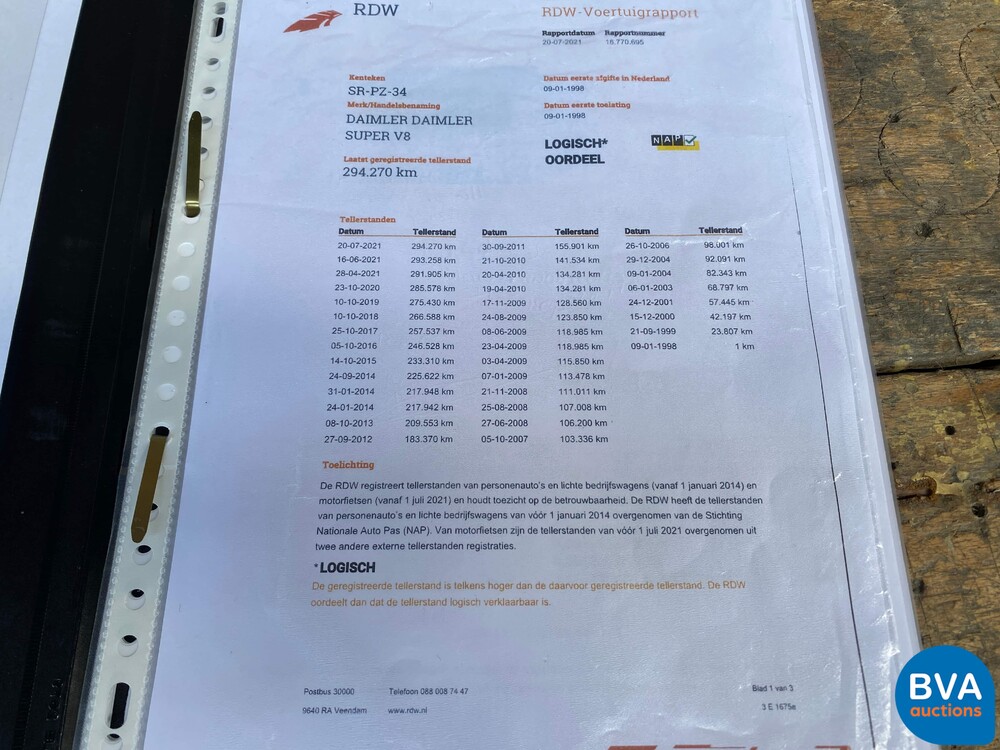 Daimler-Super-V8 4.0 363PS 1998 -Org. NL-, SR-PZ-34.