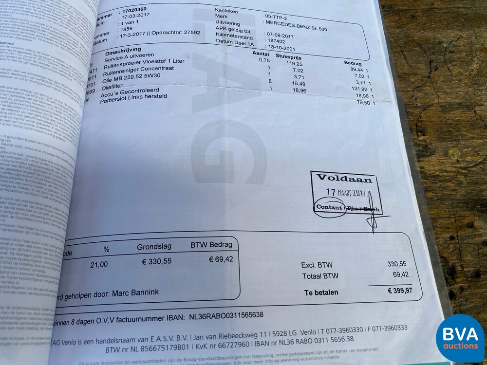 Mercedes-Benz SL500 Roadster SL-Klasse 306PS 2001, 05-TTP-2.