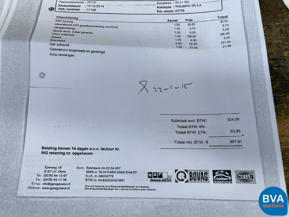 Triumph TR 4 A 2.1A TR4 Cabriolet -Org.NL- 1966, 49-21-BX