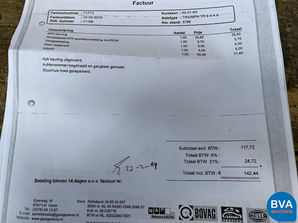 Triumph TR4A2.1A TR4 Cabrio -Org.NL-1966, 49-21-BX.