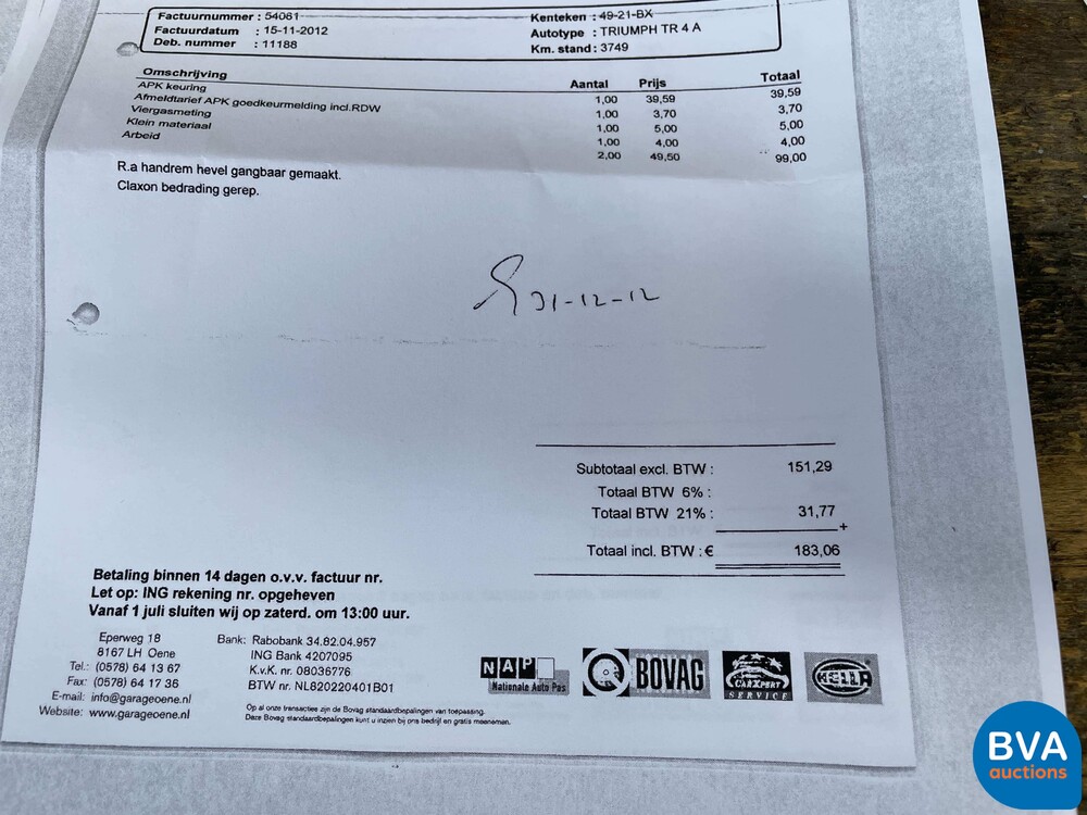 Triumph TR4A2.1A TR4 Cabrio -Org.NL-1966, 49-21-BX.