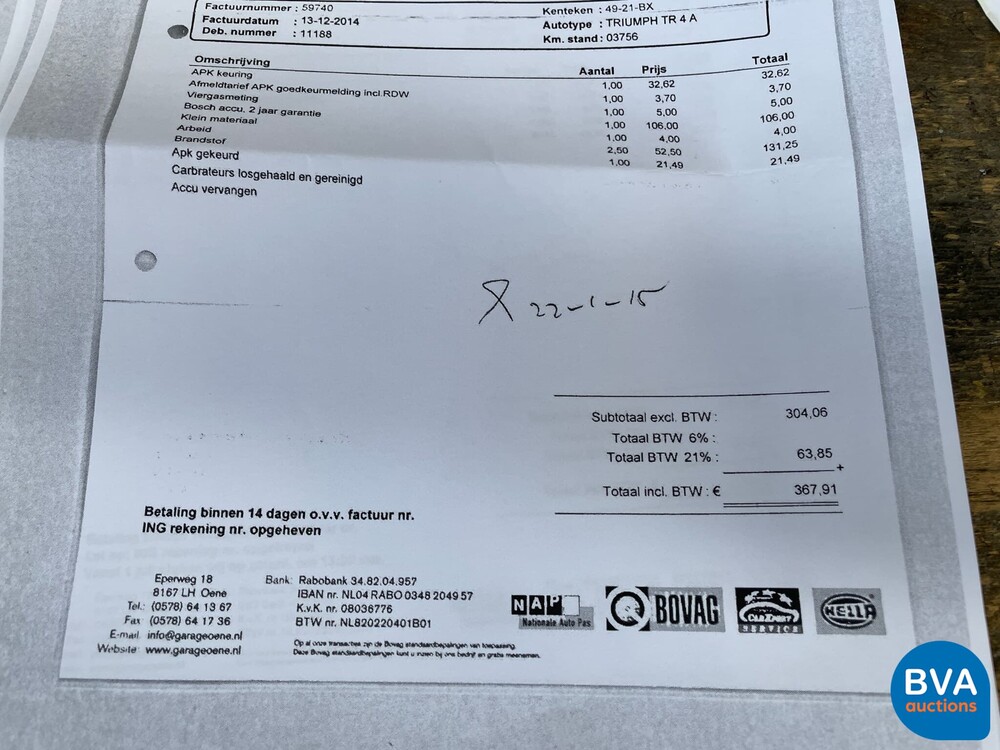 Triumph TR4A2.1A TR4 Convertible -Org.NL-1966, 49-21-BX.