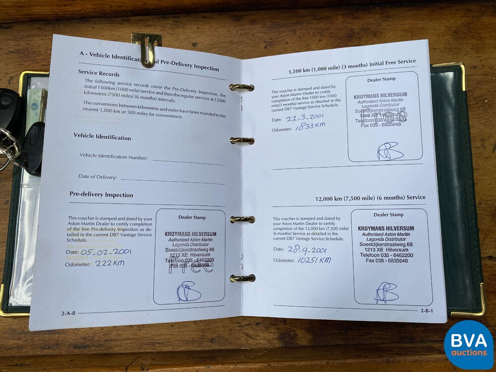 Aston Martin DB7 Volante Vantage 5.9 V12 416pk 2001 -Org NL-, 15-GS-FD.