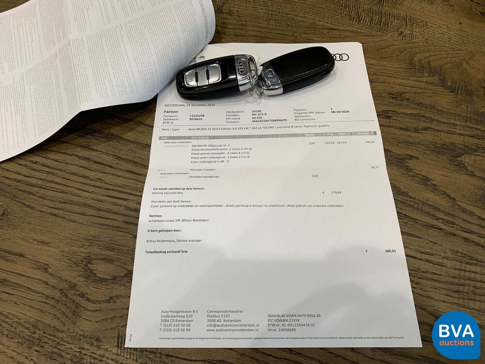 Audi A8 3.0 TDI Quattro 262pk 2017 -Org NL-FACELIFT, NV-472-X.