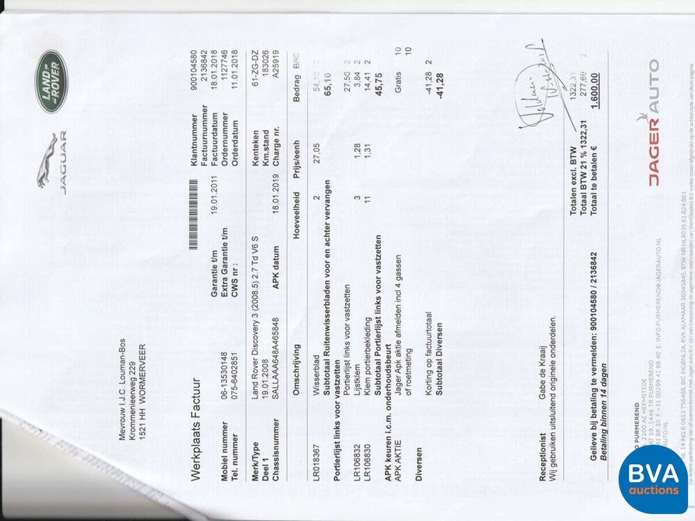 Land Rover Discovery 2.7 TdV6 S 190PS 2008 -Org NL-, 61-ZG-DZ.