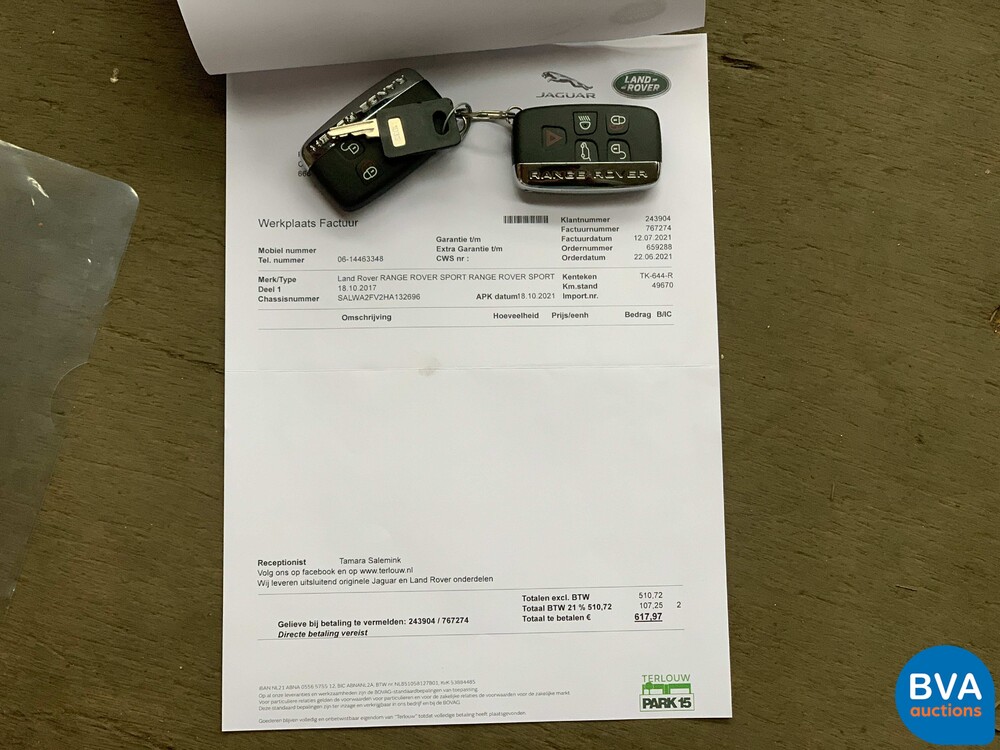 Land Rover Range Rover Sport 3.0 V6 Supercharged HSE 381pk 2017, TK-644-R