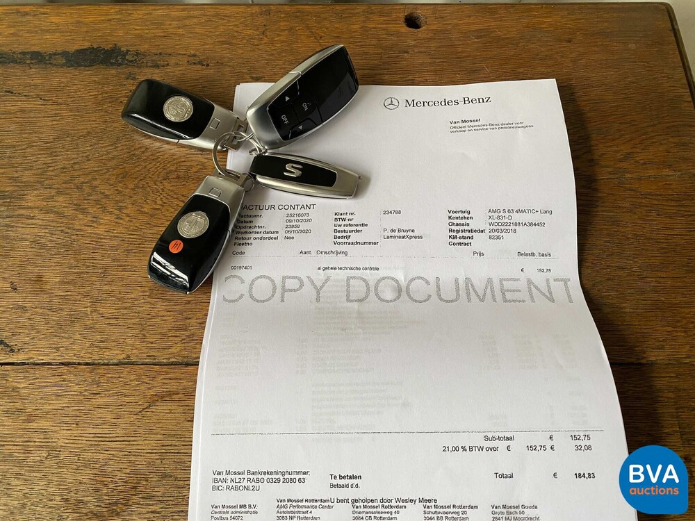 Mercedes-Benz S63 AMG Long 612pk 4Matic+ Premium Plus S-class 2018, XL-831-D.