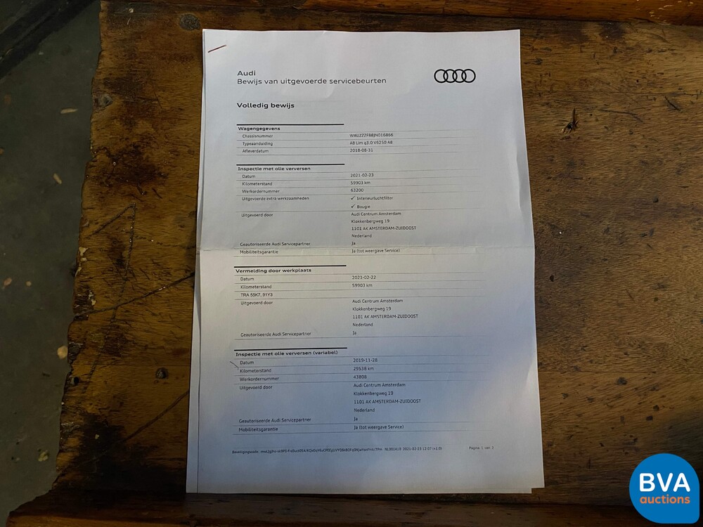 Audi A8 55 TFSI Quattro Pro Line Plus V6 340hp 2018, ZH-646-D.