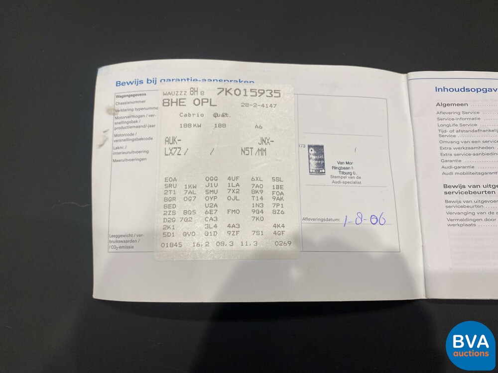 Audi A4 Convertible 3.2 FSI quattro Pro Line 256hp 2006, 08-TF-JZ.