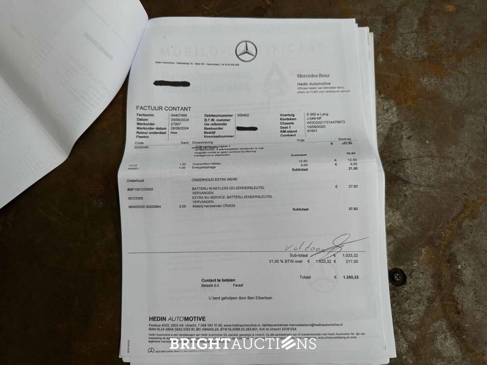 Mercedes-Benz S560e Lang AMG Premium 3.0 V6 469pk 2019 S-Klasse, J-049-NF