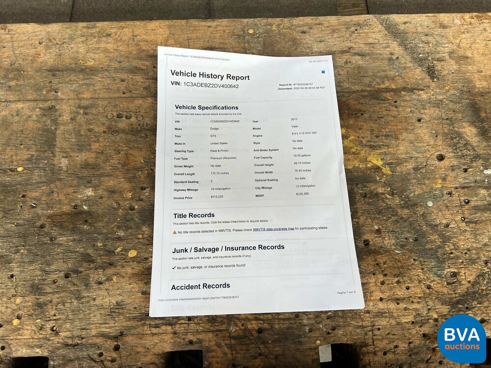 Dodge Viper GTS SRT-10 Handbuch 8.4 V10 Spezial-Streckenpaket 2013.