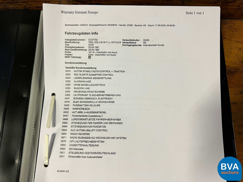 BMW 750iL Highline 7er 5.0 V12 300 PS E32 1992.