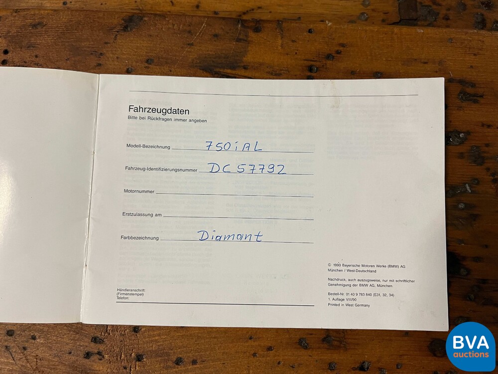 BMW 750iL Highline 7er 5.0 V12 300 PS E32 1992.