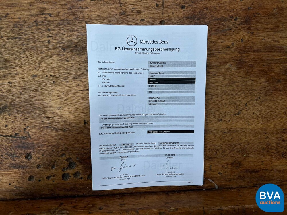 Mercedes-Benz C350e Estate Lease Edition C-Klasse 211PS 2015 -Org. NL-, GT-107-R.