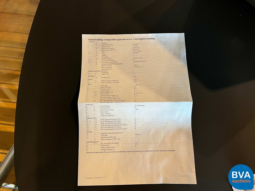 Alfa Romeo 33 1.4 Sportwagon 88 PS 1994, P-501-ZF.