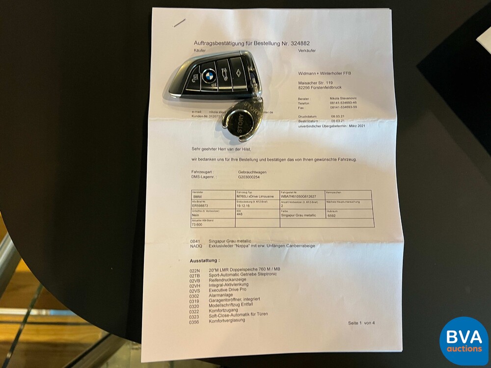 BMW M760Li xDrive M-Sport V12 7er LANG 609pk 2016 G12, L-128-BS.